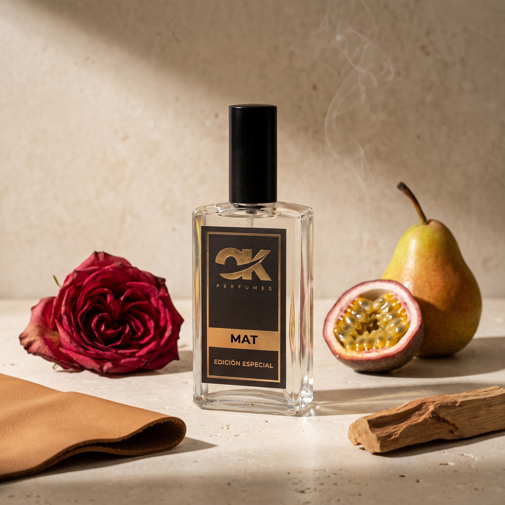Perfume MAT Edición Especial con rosa, maracuyá, pera, cuero y sándalo