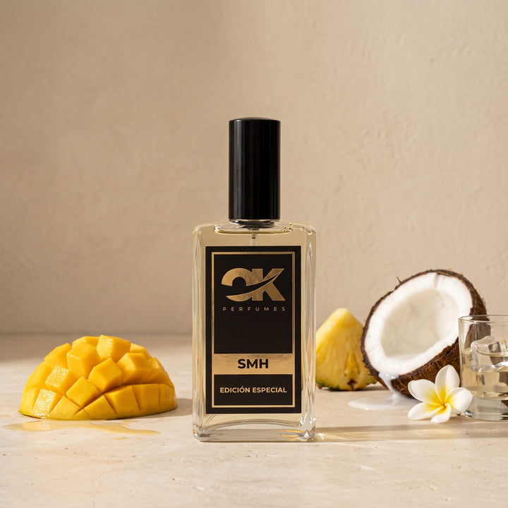 Perfume SMH Edición Especial con mango, piña, coco y flor de frangipani